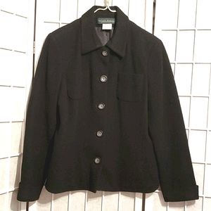 HARVE BENARD WOOL/NYLON BLACK BUTTON DOWN PEACOAT SZ 12